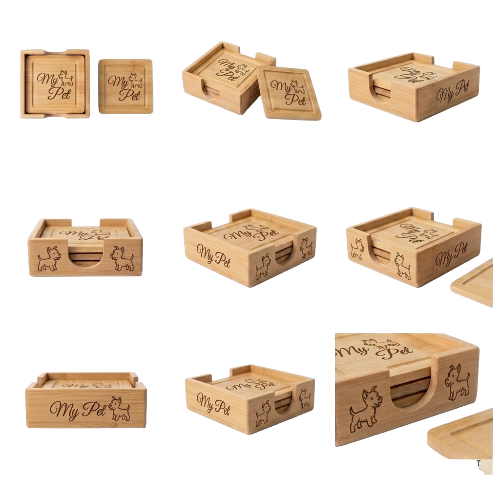 Bamboo tissue box with custom engraving