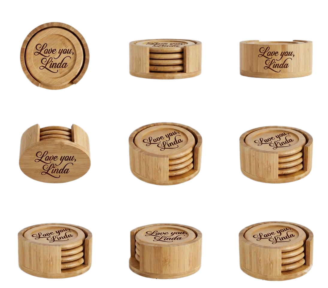 Acacia tray with custom engraved typography